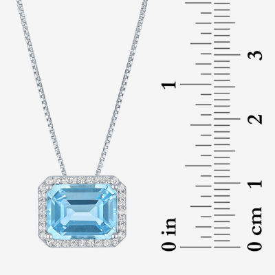 Womens Genuine Blue Topaz Sterling Silver Pendant Necklace