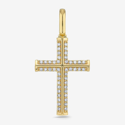 Mens / CT. T.W. Natural White Diamond Sterling Silver Cross Pendant