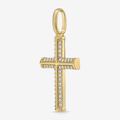 Mens / CT. T.W. Natural White Diamond Sterling Silver Cross Pendant