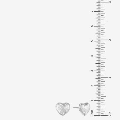 14K White Gold 7mm Heart Stud Earrings