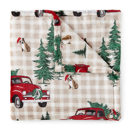 North Pole Trading Co. Holiday Velvet Plush Throw, One Size, Beige