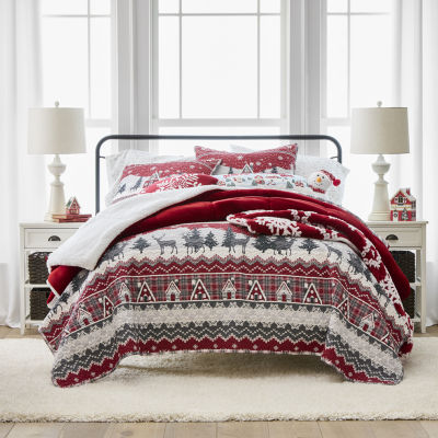 North Pole Trading Co. Holiday Stripe Reversible Quilt Set, Color ...