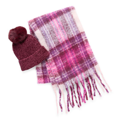 Mixit Chenille Beanie  And Buffalo Scarf Set 2-pc. Cold Weather Set