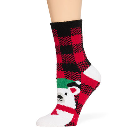 Mixit Holiday Cozy 1 Pair Crew Socks Womens, 4-10, Red