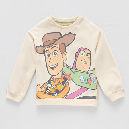 Disney Collection Little & Big Boys Crew Neck Long Sleeve Fleece Toy Story Sweatshirt, 9/10, Gray