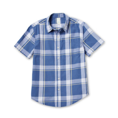 Thereabouts Little & Big Boys Husky Short Sleeve Button-Down Shirt