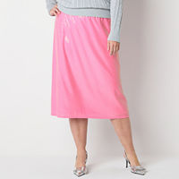 St. John's Bay Womens Midi A-Line Skirt-Plus, 0x, Pink
