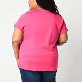 St. John's Bay Womens Plus V Neck Short Sleeve T-Shirt