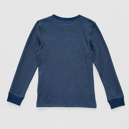 Thereabouts Little & Big Boys Crew Neck Long Sleeve Thermal Top, Xl (18-20) Husky, Blue