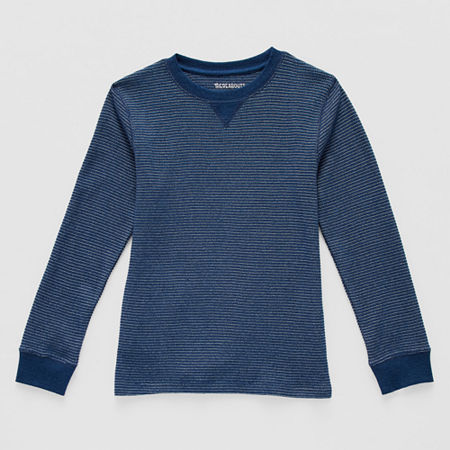 Thereabouts Little & Big Boys Crew Neck Long Sleeve Thermal Top, Xl (18-20) Husky, Blue