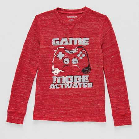 Thereabouts Little & Big Boys Crew Neck Long Sleeve Thermal Top, Large (14-16), Red