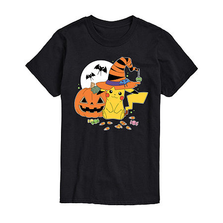 Mens Short Sleeve Pokemon Halloween Graphic T-Shirt, Medium, Black