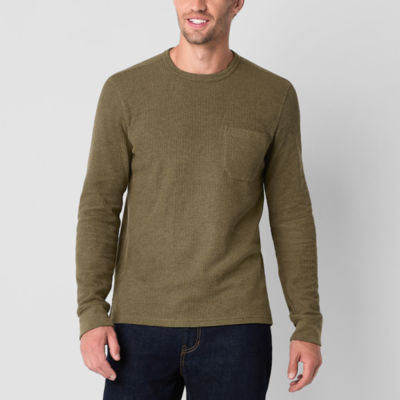 mutual weave Mens Crew Neck Long Sleeve Pocket T-Shirt