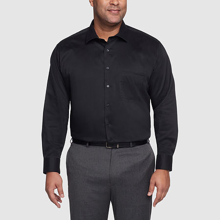 Van Heusen Big and Tall Ultra Flex Mens Regular Fit Wrinkle Free Long Sleeve Dress Shirt, 18 34-35, Black