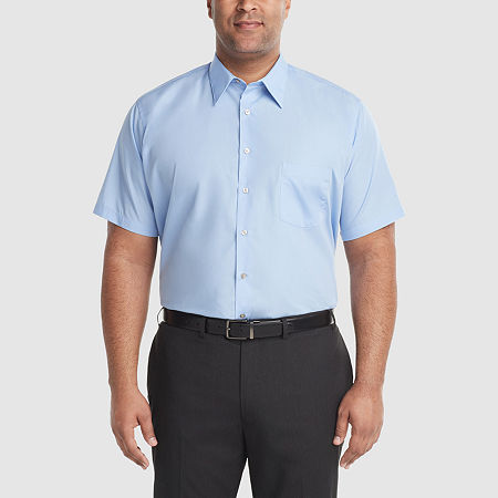 Van Heusen Big & Tall Mens Regular Fit Easy Care Short Sleeve Dress Shirt, 19, Blue