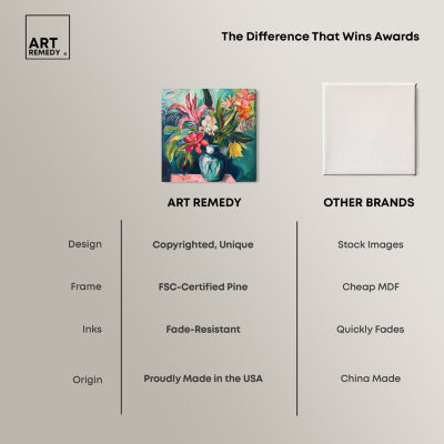 ART REMEDY® "Vase Of Bright Tropical Flowers" Giclee Floral And Botanical Canvas Art