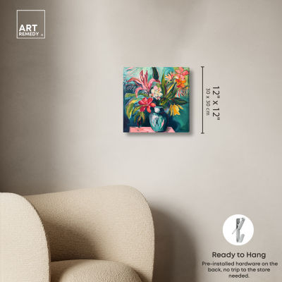 ART REMEDY® "Vase Of Bright Tropical Flowers" Giclee Floral And Botanical Canvas Art