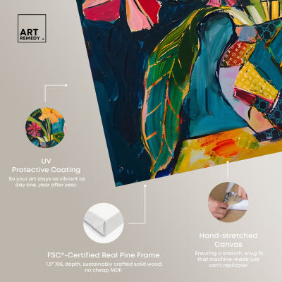 ART REMEDY® "Vase Of Tropical Flowers Ii" Giclee Floral And Botanical Canvas Art