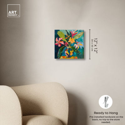 ART REMEDY® "Vase Of Tropical Flowers Ii" Giclee Floral And Botanical Canvas Art