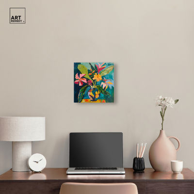 ART REMEDY® "Vase Of Tropical Flowers Ii" Giclee Floral And Botanical Canvas Art