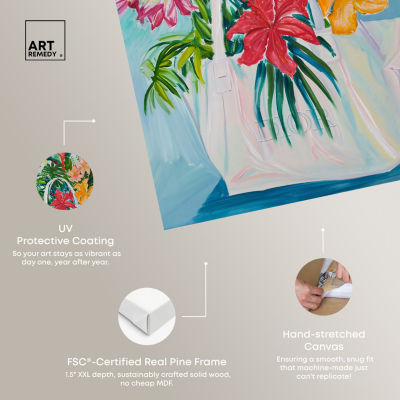 ART REMEDY® "Tropical Flower Bag" Giclee Floral And Botanical Canvas Art