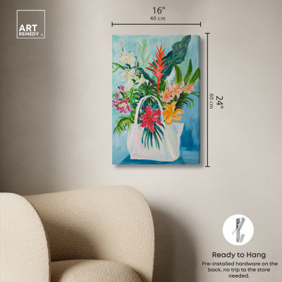 ART REMEDY® "Tropical Flower Bag" Giclee Floral And Botanical Canvas Art