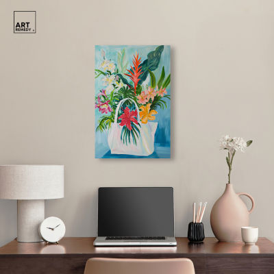 ART REMEDY® "Tropical Flower Bag" Giclee Floral And Botanical Canvas Art