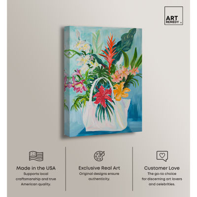 ART REMEDY® "Tropical Flower Bag" Giclee Floral And Botanical Canvas Art