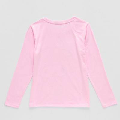 Little & Big Kid Girls Round Neck Long Sleeve Regular Fit Hello Kitty Graphic T-Shirt