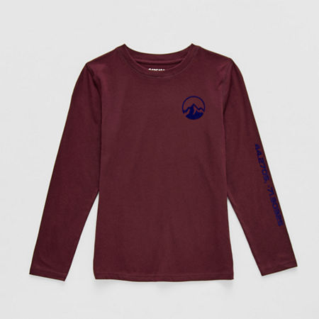 Thereabouts Little & Big Kid Boys Crew Neck Long Sleeve Regular Fit Graphic T-shirt In Red