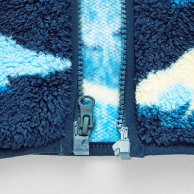 Thereabouts Sherpa Little & Big Kid Boys Easy-on + Easy-off Sensory Friendly Mock Neck Long Sleeve Fleece Adaptive Casual Quarter-Zip Pullover