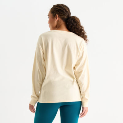 Xersion Womens Round Neck Long Sleeve Graphic Active T-Shirt