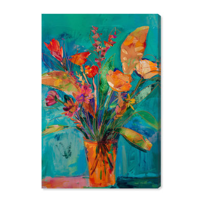 ART REMEDY® "Bold And Bright Flower Vase" Giclee Floral And Botanical Canvas Art
