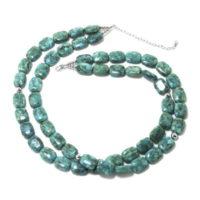 Enhanced Turquoise DoubleRow Rectangle Stone Necklace JCPenney