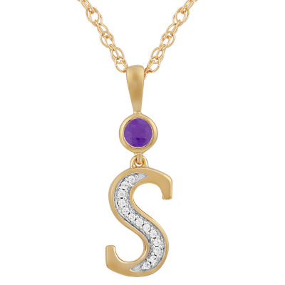 Womens Genuine Purple Amethyst 14K Gold Over Silver Pendant Necklace
