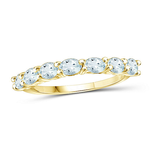 Womens Genuine Blue Aquamarine 14K Gold Over Silver Stackable Ring