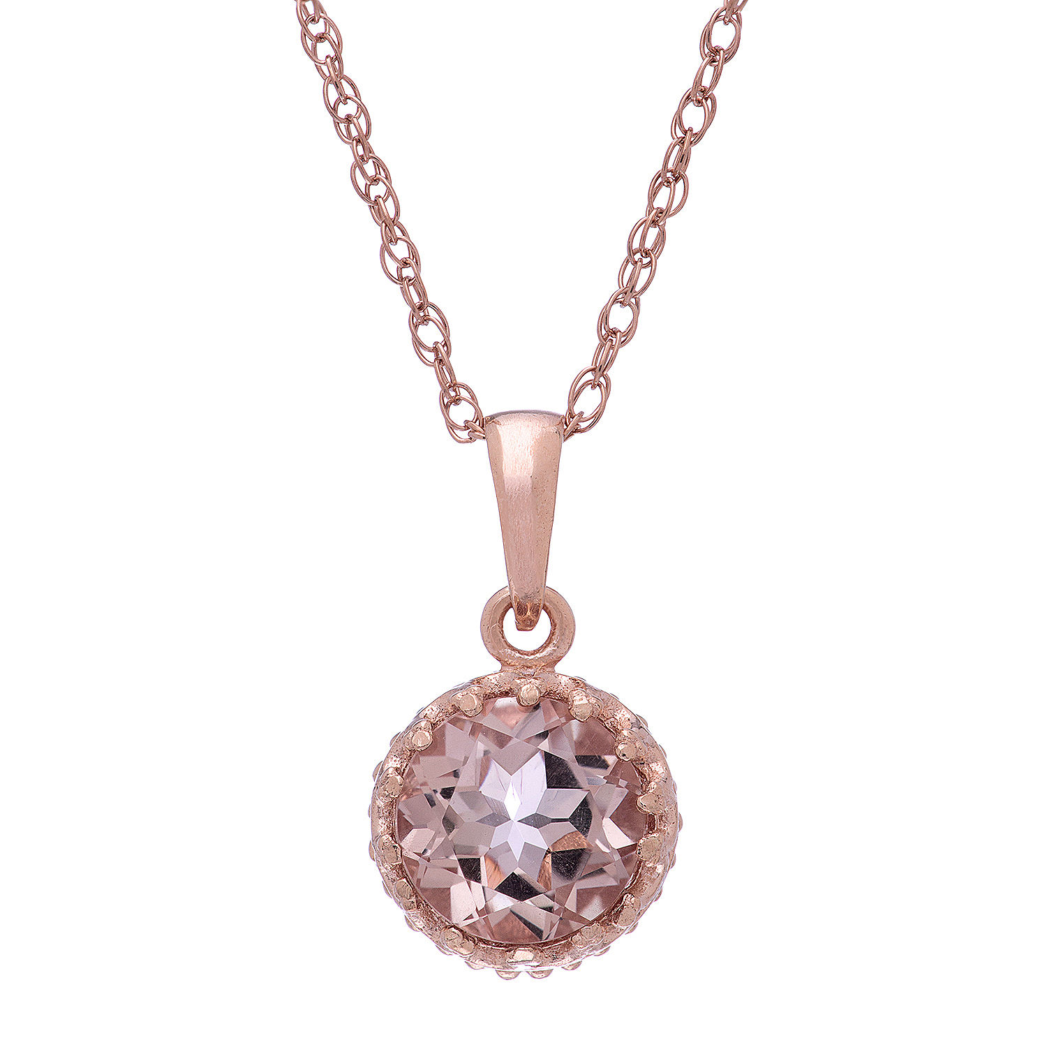 Womens Simulated Pink Morganite 14K Rose Gold Over Silver Pendant ...