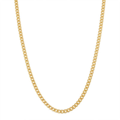 14K Gold Over Silver Solid Curb Chain Necklace