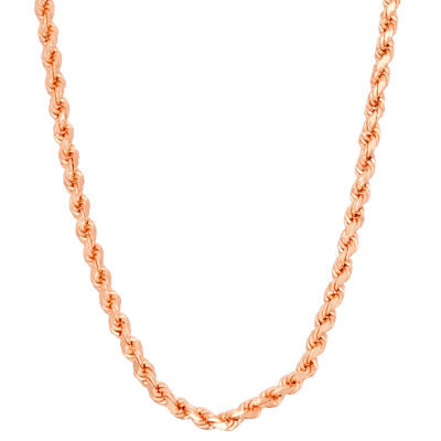 14K Rose Gold Over Silver Solid Rope Chain Necklace