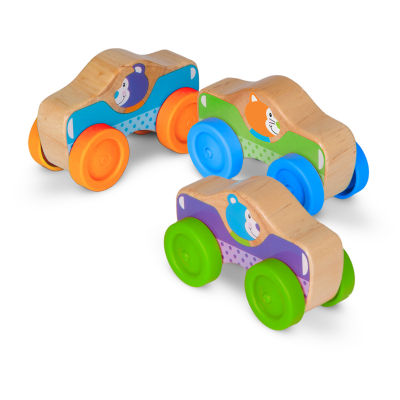 Melissa & Doug First Play Wooden Animal Stacking Cars Baby Play