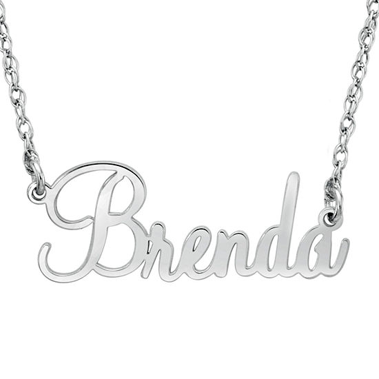 Personalized Womens 10K White Gold Pendant Necklace