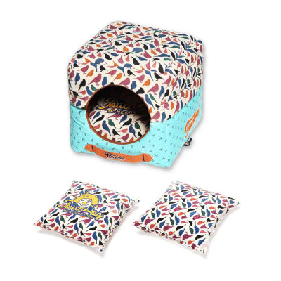 The Pet Life Touchdog Convertible and Reversible Squared 2-in-1 Collapsible Pet House Bed