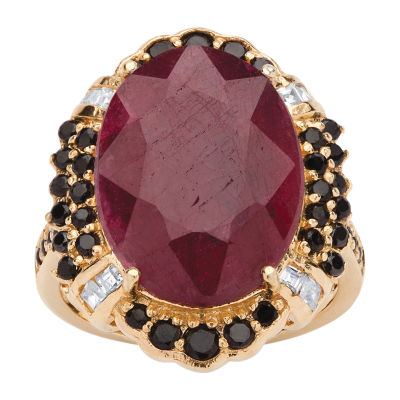 Womens Lead Glass-Filled Red Ruby 14K Gold Over Silver Cocktail Ring