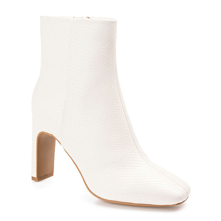 Journee Collection Womens Sarla Block Heel Booties, 9 Medium, White