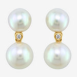 Effy  Genuine White Cultured Freshwater Pearl 14K Gold Over Silver Ball Drop Earrings