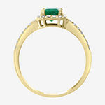 Effy Womens 1/5 CT. T.W. Diamond & Genuine Green Emerald 14K Gold Cocktail Ring