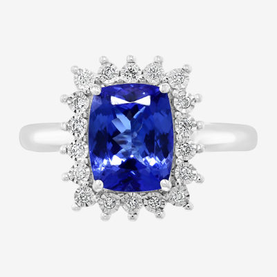 Effy Womens 1/ CT. T.W. Diamond & Genuine Tanzanite Sterling Silver Cocktail Ring