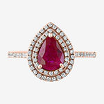 Effy Womens 1/3 CT. T.W. Diamond & Genuine Red Ruby 14K Rose Gold Cocktail Ring