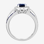 Effy Womens 1/5 CT. T.W. Diamond & Genuine Blue Sapphire 14K White Gold Cocktail Ring