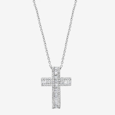 Effy Final Call Womens 3/8 CT. T.W. Natural Diamond 14K Gold Cross 18 Inch Pendant Necklace